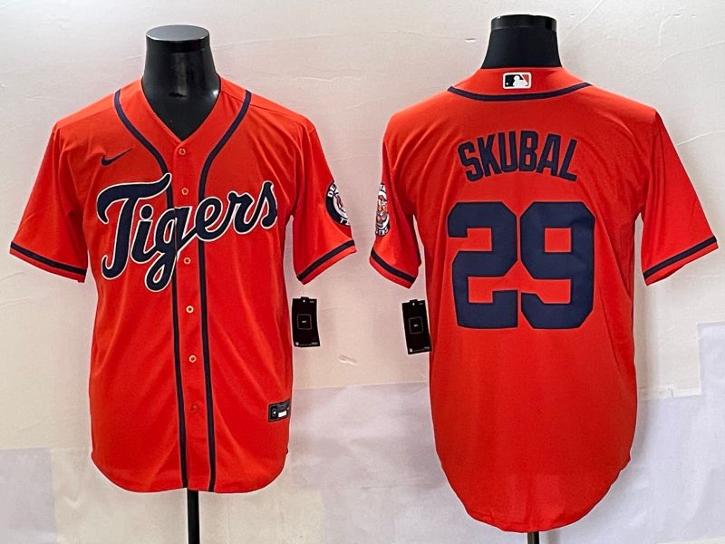 Men 2025 Detroit Tigers #29 Skubal Orange Game Nike MLB Jersey style 1->detroit tigers->MLB Jersey